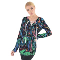 Tree Forest Abstract Forrest Tie Up Tee by Pakrebo