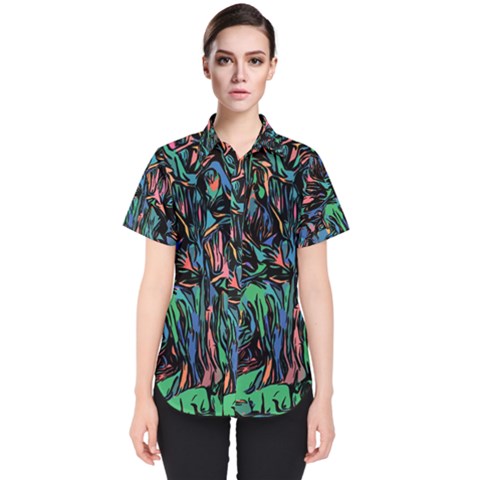 Tree Forest Abstract Forrest Women s Short Sleeve Shirt by Pakrebo