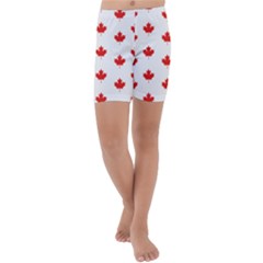 Maple Leaf Canada Emblem Country Kids  Lightweight Velour Capri Yoga Leggings by Mariart