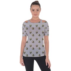 Skull Grey Pattern Shoulder Cut Out Short Sleeve Top by snowwhitegirl