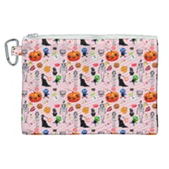 Halloween Treats Pattern Pink Canvas Cosmetic Bag (xl) by snowwhitegirl