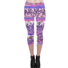 Abstract Pastel Pink Blue Capri Leggings  by snowwhitegirl