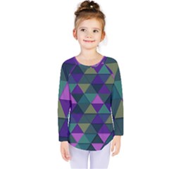 Blue Geometric Kids  Long Sleeve Tee