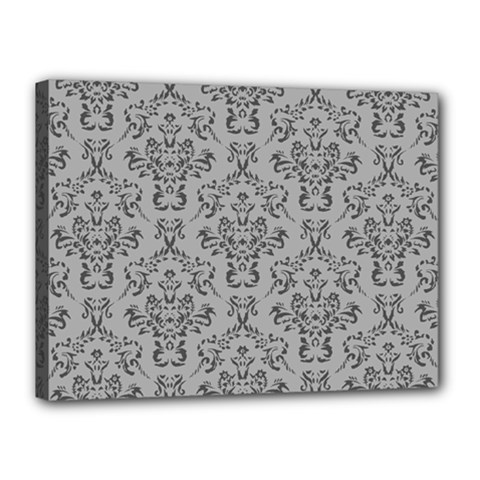 Victorian Paisley Grey Canvas 16  X 12  (stretched) by snowwhitegirl