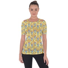 Paisley Yellow Sundaes Shoulder Cut Out Short Sleeve Top by snowwhitegirl