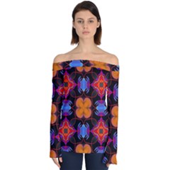 Ornament Colorful Color Background Off Shoulder Long Sleeve Top by Pakrebo