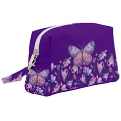 Purple Spring Butterfly Wristlet Pouch Bag (large) by lucia