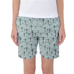 Telephone Lines Repeating Pattern Women s Basketball Shorts by Sudhe