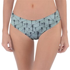 Telephone Lines Repeating Pattern Reversible Classic Bikini Bottoms by Sudhe