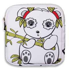 Panda China Chinese Furry Mini Square Pouch by Sudhe