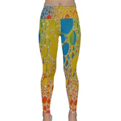 Bubbles Abstract Lights Yellow Lightweight Velour Classic Yoga Leggings by Sudhe