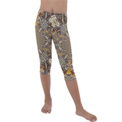 Abstract Digital Geometric Pattern Kids  Lightweight Velour Capri Leggings  by Sudhe