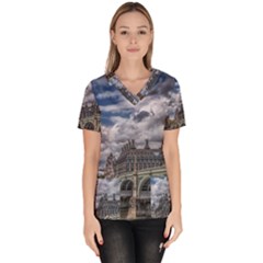 Architecture Big Ben Bridge Buildings Women s V-neck Scrub Top by Sudhe
