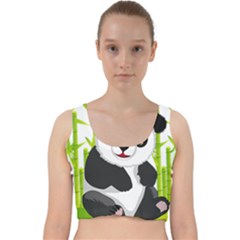 Giant Panda Bear Velvet Racer Back Crop Top by Sudhe