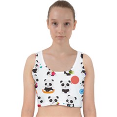 Giant Panda Bear Cuteness Velvet Racer Back Crop Top by Sudhe