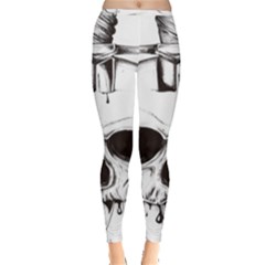 Skull Knife Euclidean Vector Skull Sword Inserted Inside Out Leggings by Sudhe
