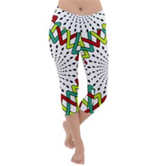 Round Star Colors Illusion Mandala Lightweight Velour Capri Yoga Leggings by Mariart
