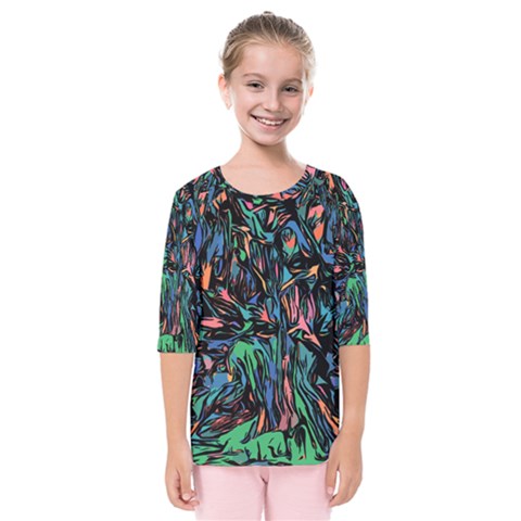 Tree Forest Abstract Forrest Kids  Quarter Sleeve Raglan Tee by Pakrebo