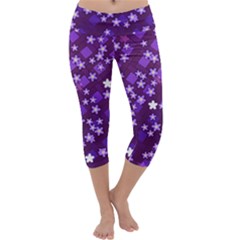 Textile Cross Pattern Square Capri Yoga Leggings by Pakrebo