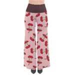 Red Apple Core Funny Retro Pattern Half eaten on pastel orange background So Vintage Palazzo Pants