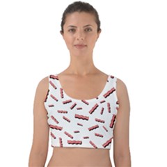 Funny Bacon Slices Pattern Infidel Red Meat Velvet Crop Top by genx