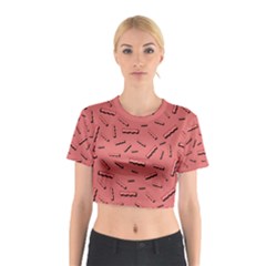 Funny Bacon Slices Pattern Infidel Vintage Red Meat Background  Cotton Crop Top by genx