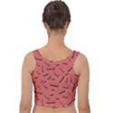 Funny Bacon Slices Pattern infidel vintage red meat background  Velvet Crop Top View2