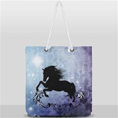 Wonderful Black Horse Silhouette On Vintage Background Full Print Rope Handle Tote (large) by FantasyWorld7