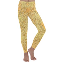 Elegant Decorative Floral Design Kids  Lightweight Velour Classic Yoga Leggings by FantasyWorld7