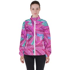 Leaves Tropical Reason Stamping Women s High Neck Windbreaker by Pakrebo
