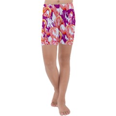 Flamingos Kids  Lightweight Velour Capri Yoga Leggings by StarvingArtisan