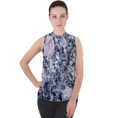 Garden Of The Phoenix Granite Mock Neck Chiffon Sleeveless Top by Riverwoman