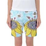 Bees at Work in Blue  Women s Basketball Shorts