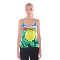 Sunset Rose Watercolor Spaghetti Strap Top by okhismakingart