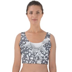 Geometric Flower And Vines 01 Velvet Crop Top