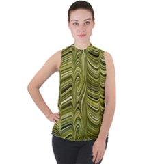 Electric Field Art Xxxiv Mock Neck Chiffon Sleeveless Top by okhismakingart