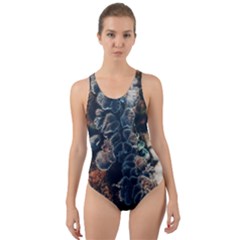 Tree Fungus Branch Vertical Cut-out Back One Piece Swimsuit by okhismakingart