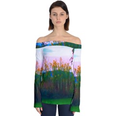 Field Of Goldenrod Off Shoulder Long Sleeve Top by okhismakingart