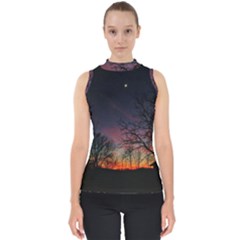 Darkness Falling Mock Neck Shell Top by okhismakingart