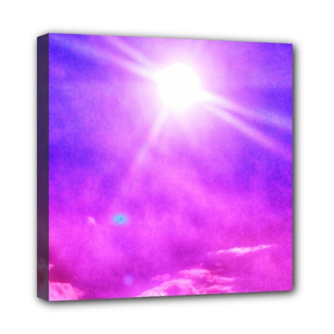 Purple Sun Mini Canvas 8  X 8  (stretched) by okhismakingart
