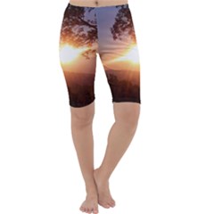 Mountain Sunset Cropped Leggings  by okhismakingart