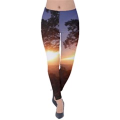 Mountain Sunset Velvet Leggings by okhismakingart
