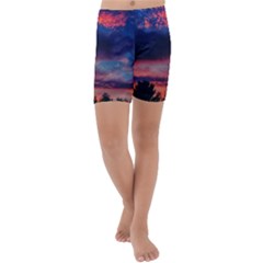 Afternoon Majesty Kids  Lightweight Velour Capri Yoga Leggings by okhismakingart