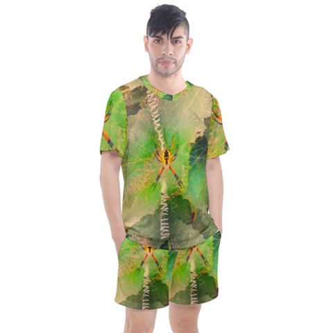 Orb Spider Men s Mesh Tee And Shorts Set by okhismakingart