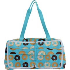 Donuts Pattern With Bites Bright Pastel Blue And Brown Multi Function Bag by genx