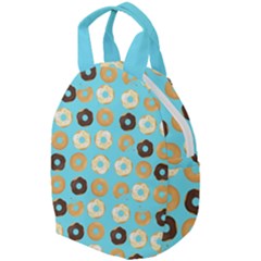 Donuts Pattern With Bites Bright Pastel Blue And Brown Travel Backpacks by genx