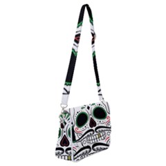 Day Of The Dead Skull Sugar Skull Shoulder Bag With Back Zipper by Sudhe