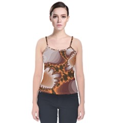 Fractal Pattern Shades Of Brown Velvet Spaghetti Strap Top