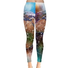 Network Earth Block Chain Globe Leggings  by Pakrebo