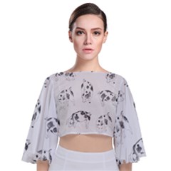 Pigs Handrawn Black And White Square13k Black Pattern Skull Bats Vintage K Tie Back Butterfly Sleeve Chiffon Top by genx